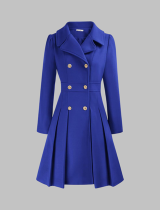 Women's Elegant Double Button Long Sleeve Coat Tailored Fit Stylish Outerwear