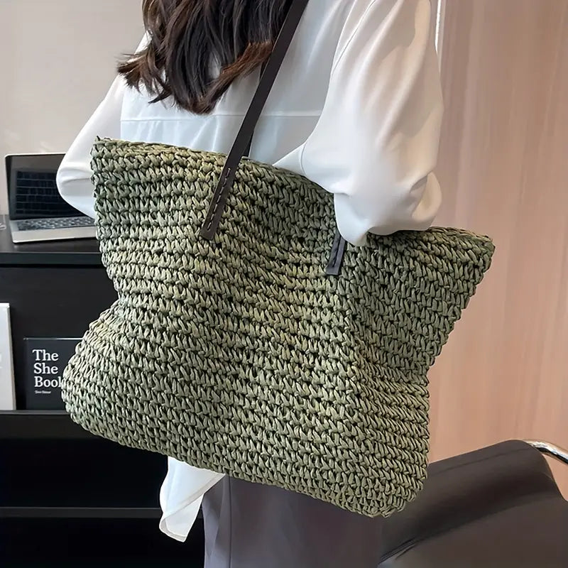 Women's Straw Beach Tote Purse Bag for Work Travel Holidays Shopping Commutes and Everyday Use