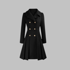 Women's Elegant Double Button Long Sleeve Coat Tailored Fit Stylish Outerwear