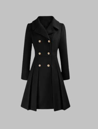 Women's Elegant Double Button Long Sleeve Coat Tailored Fit Stylish Outerwear
