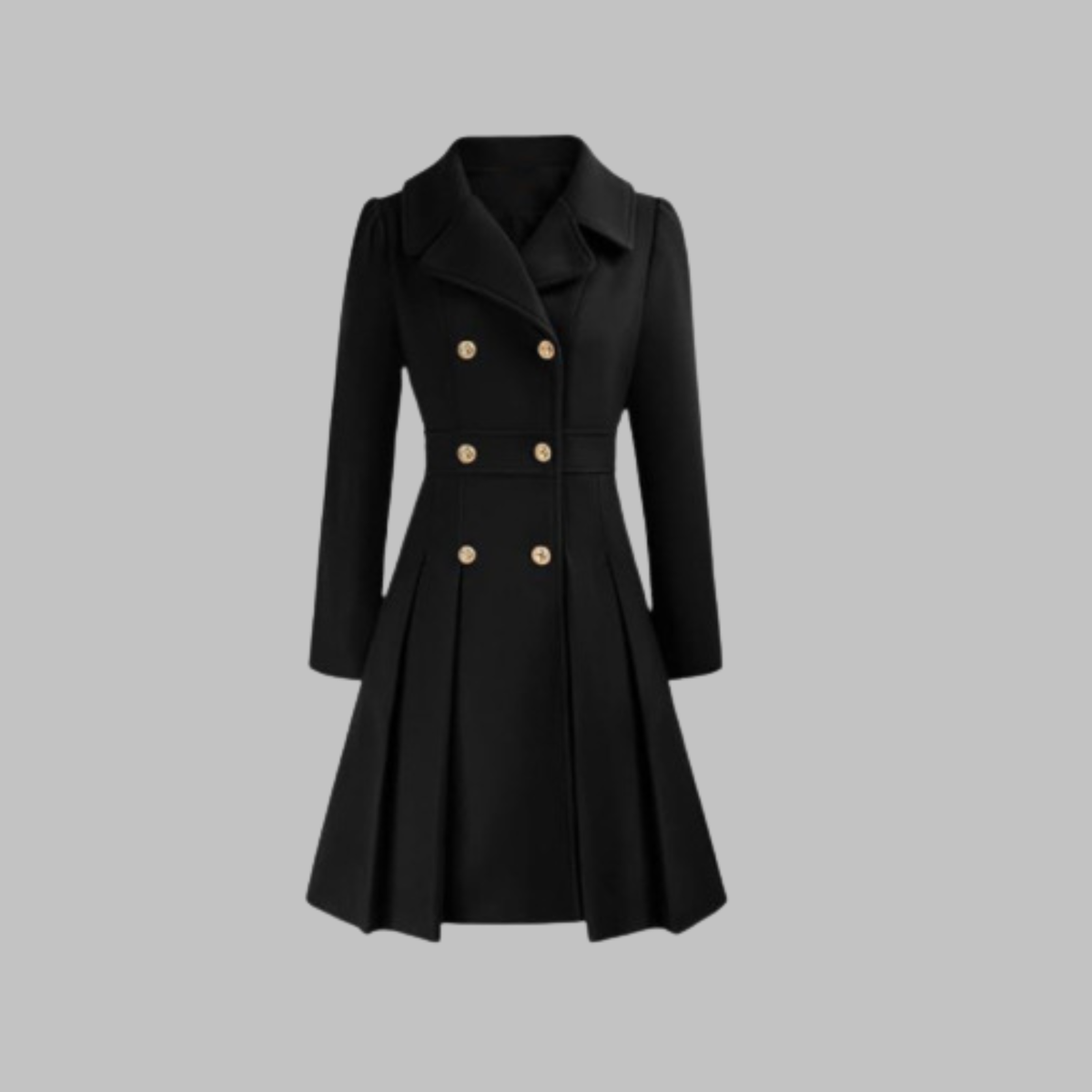 Women's Elegant Double Button Long Sleeve Coat Tailored Fit Stylish Outerwear