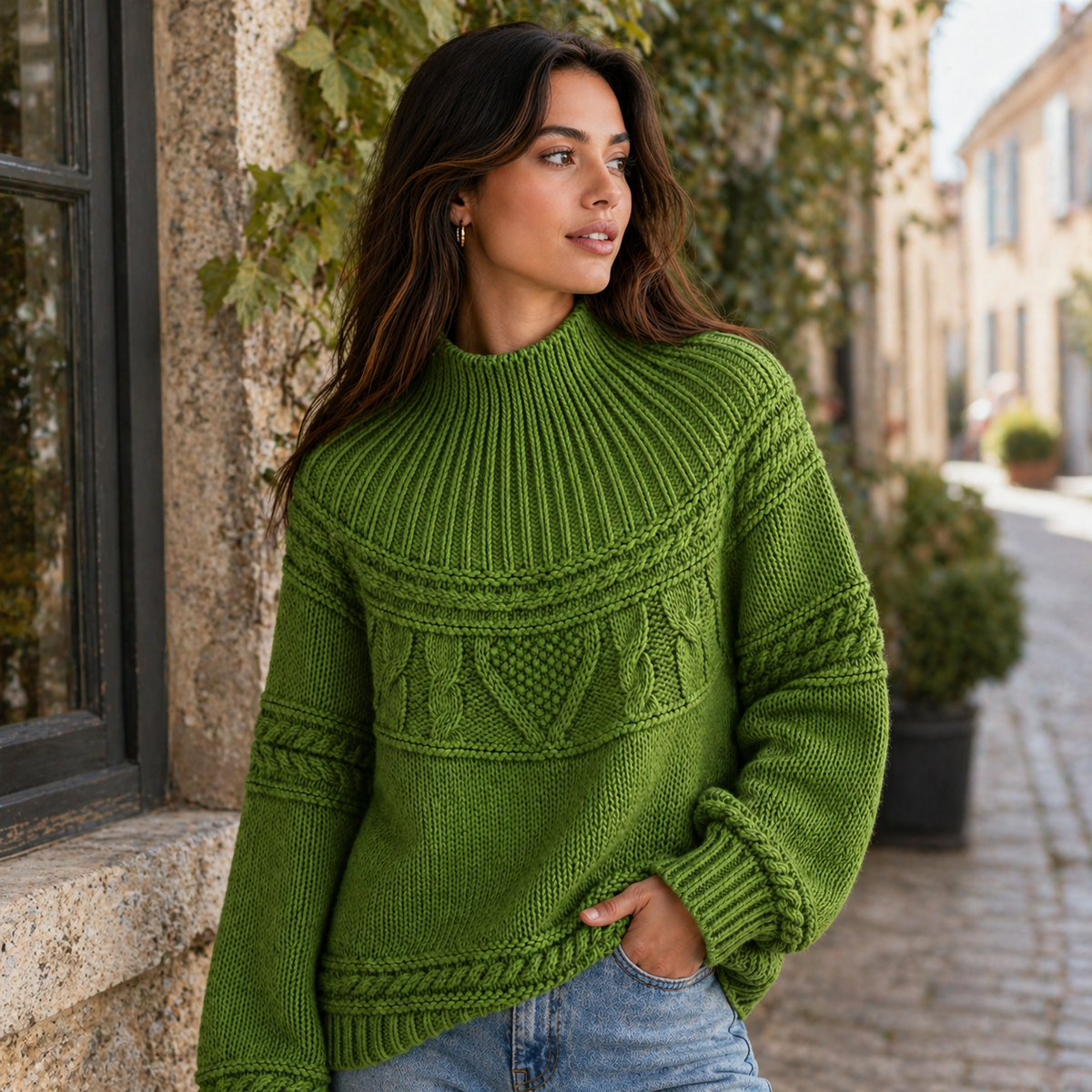 Women's Bohemian Knit Sweater Round Neck Long Sleeve Casual Everyday