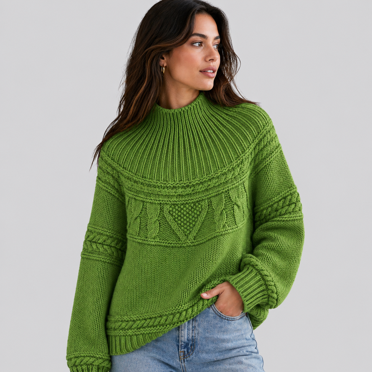 Women's Bohemian Knit Sweater Round Neck Long Sleeve Casual Everyday