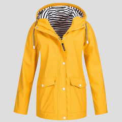 Women's Hooded Raincoat Zip Closure Stylish Outdoor Lightweight Protection