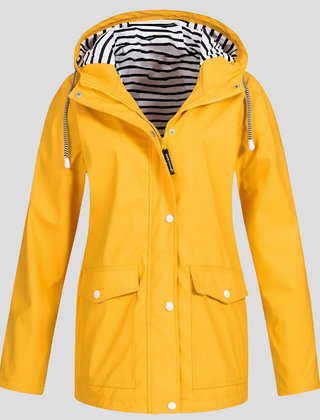 Women's Hooded Raincoat Zip Closure Stylish Outdoor Lightweight Protection