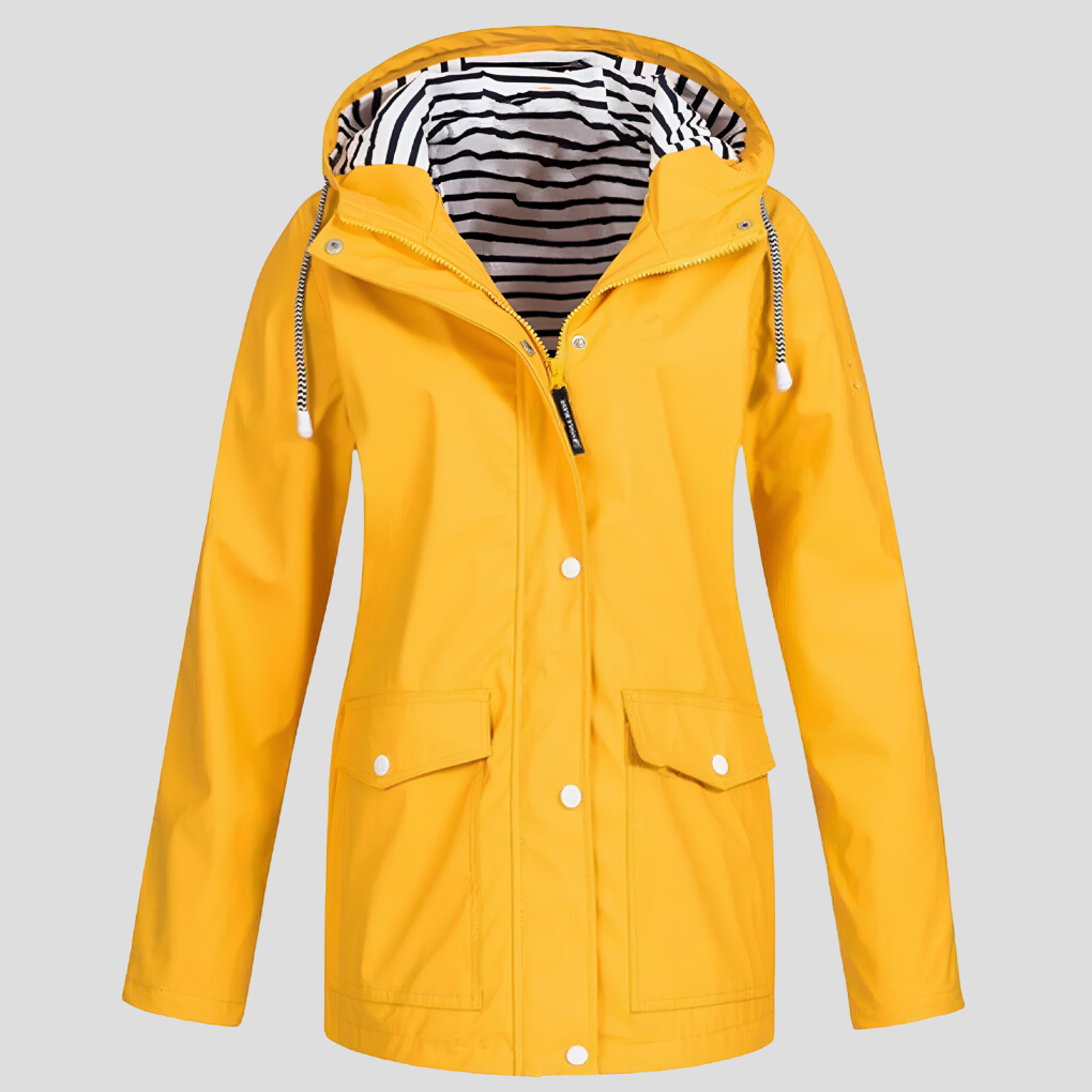Women's Hooded Raincoat Zip Closure Stylish Outdoor Lightweight Protection