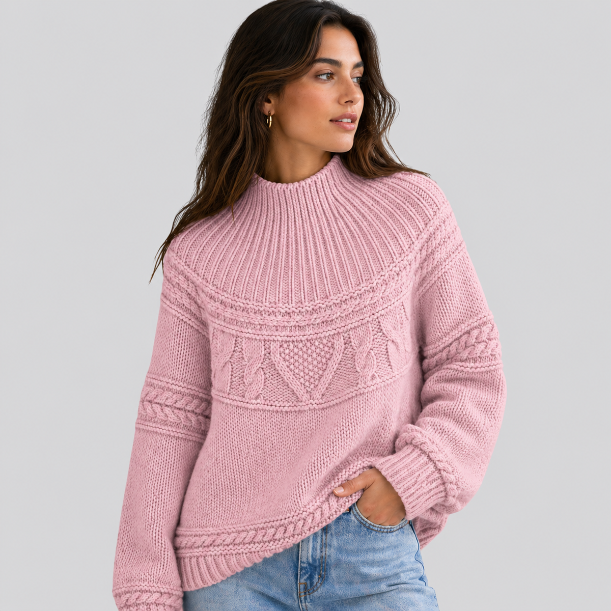 Women's Bohemian Knit Sweater Round Neck Long Sleeve Casual Everyday