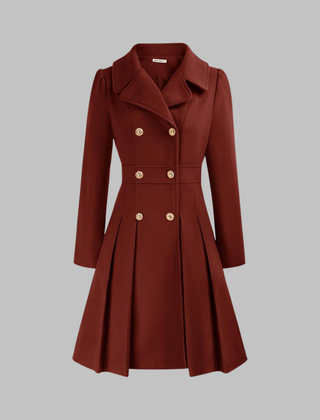 Women's Elegant Double Button Long Sleeve Coat Tailored Fit Stylish Outerwear