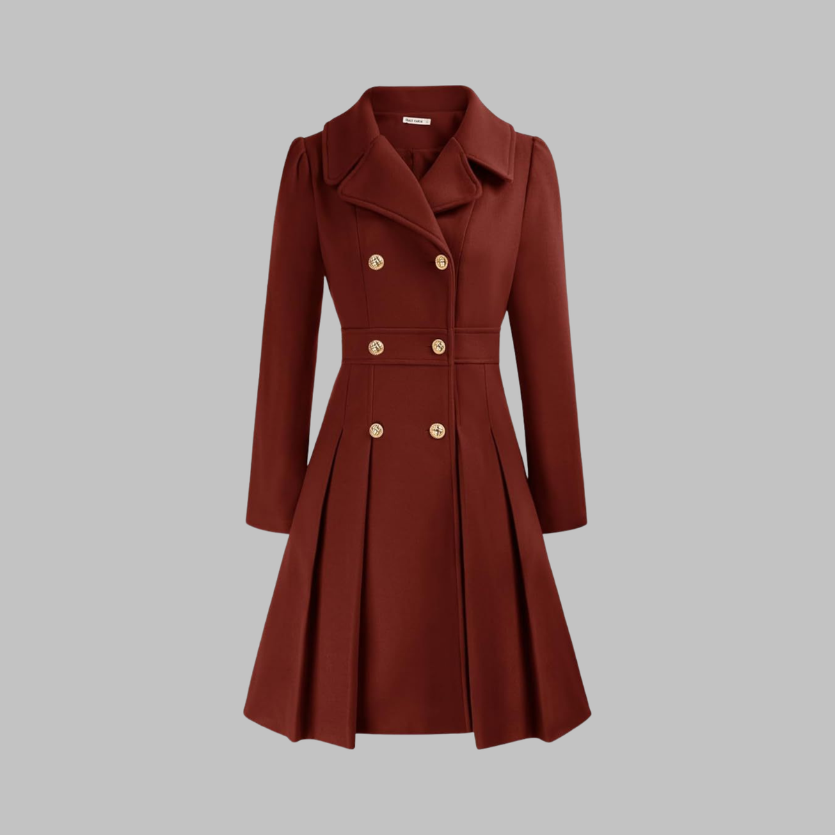 Women's Elegant Double Button Long Sleeve Coat Tailored Fit Stylish Outerwear
