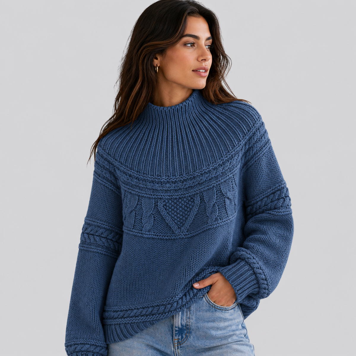 Women's Bohemian Knit Sweater Round Neck Long Sleeve Casual Everyday