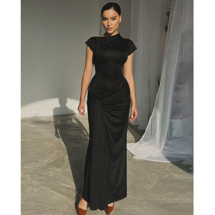 Women's Bodycon Evening Dress Formal Tie Back Fitted Midi Style