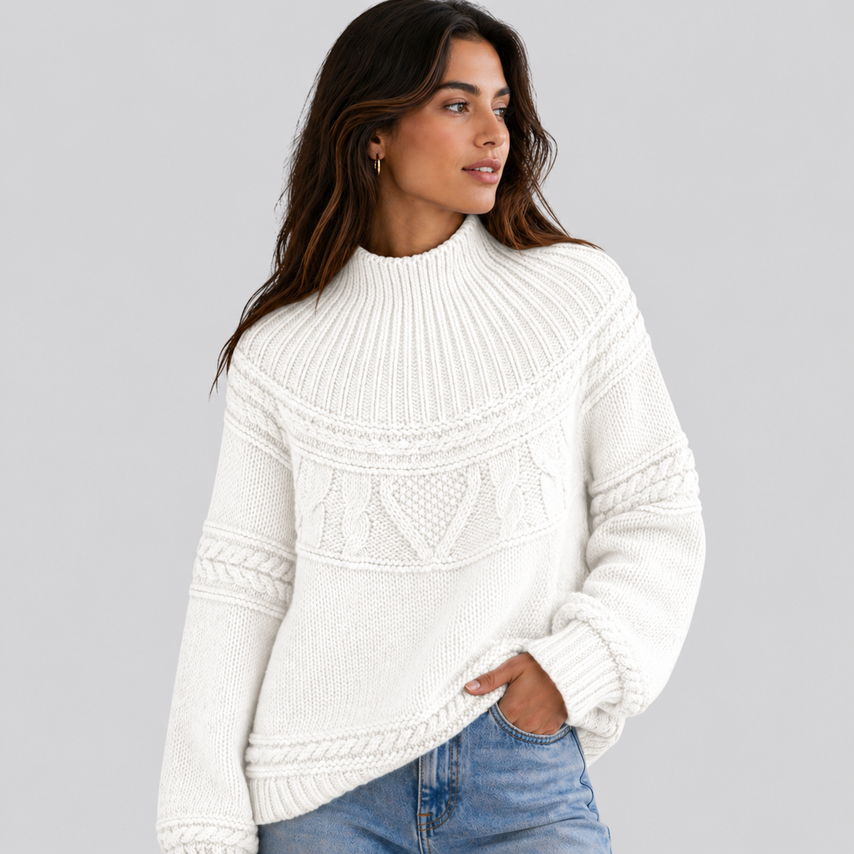 Women's Bohemian Knit Sweater Round Neck Long Sleeve Casual Everyday