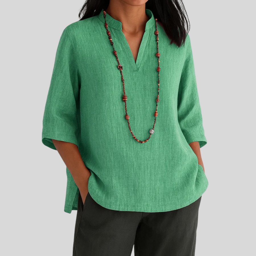 Women's Mandarin Collar Sleeve Blouse Outfit for Work Brunch Casual Days and Everyday Wear