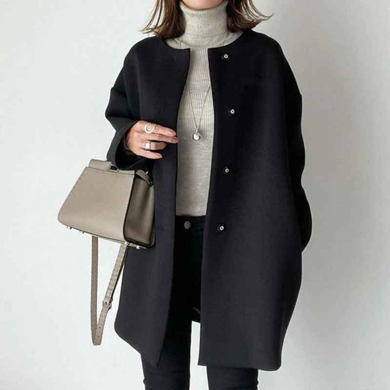 Women's Relaxed Fit Coat Long Sleeve Open Front Layering Casual Everyday