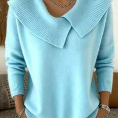 Women's Stylish Knit Sweater Relaxed Fit Long Sleeve Crew Neck Casual Wear