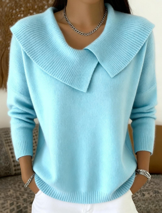 Women's Stylish Knit Sweater Relaxed Fit Long Sleeve Crew Neck Casual Wear
