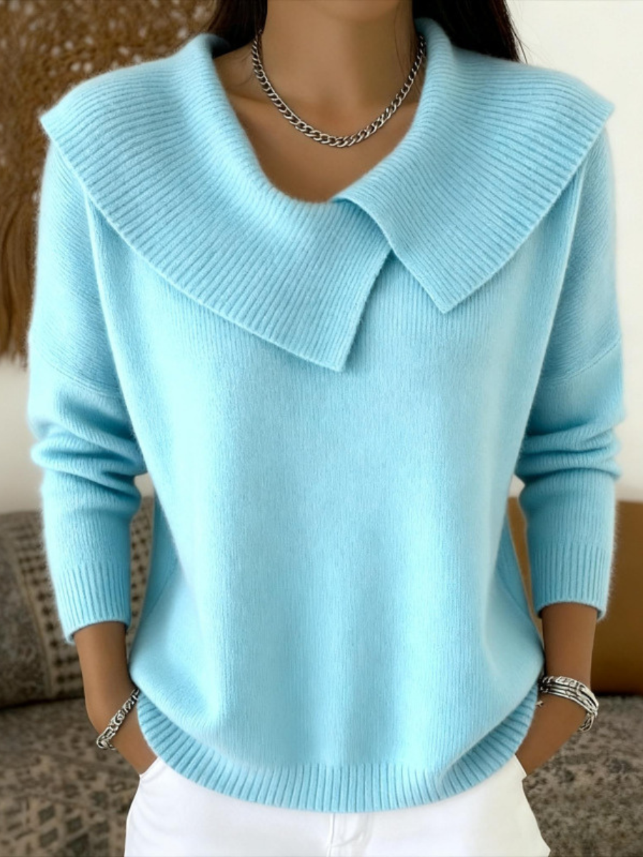 Women's Stylish Knit Sweater Relaxed Fit Long Sleeve Crew Neck Casual Wear