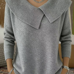 Women's Stylish Knit Sweater Relaxed Fit Long Sleeve Crew Neck Casual Wear