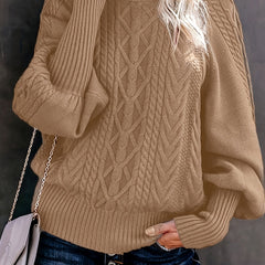 Women's Cozy Turtleneck Sweater Cable Knit Long Sleeve Casual Layering