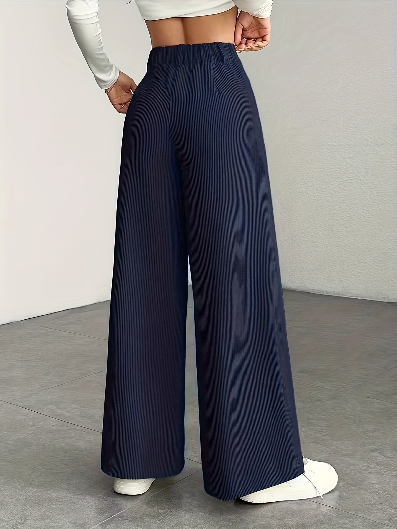 Women's High-Waisted Wide-Leg Trousers Relaxed Fit Tailored Style Chic Everyday