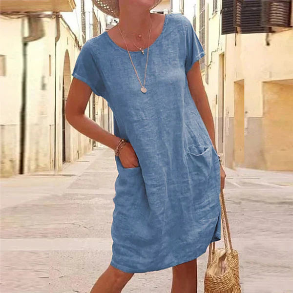 Women's Casual Pocket Midi Everyday Wear Dress Outfit for Summer Holidays Weddings Parties and Everyday Wear