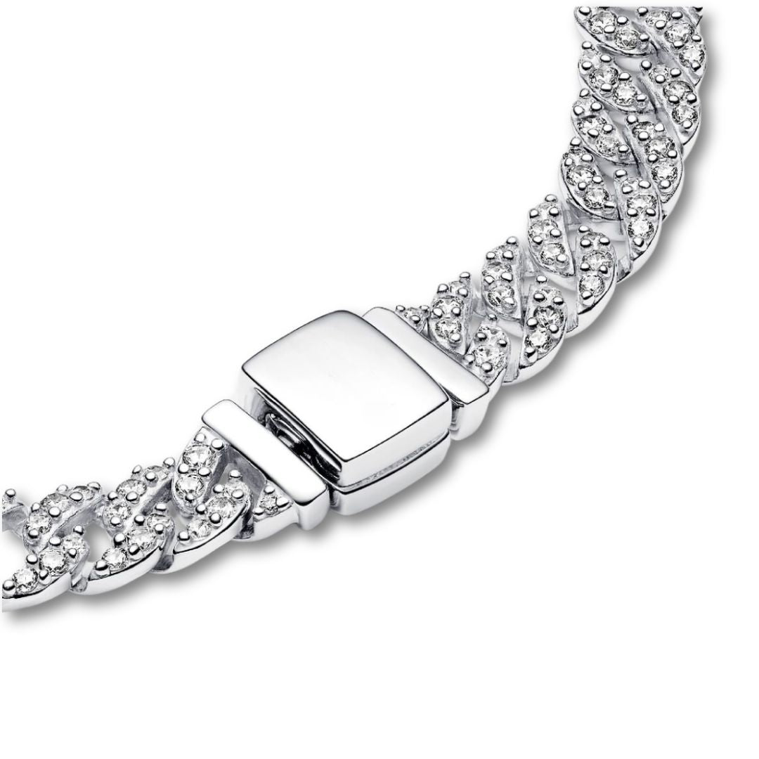 Women's White Gold Cuban Bracelet Statement Jewellery Jewelry Gift for Women Weddings Parties Prom and Everyday Wear