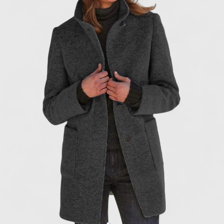 Women's Elegant Overcoat Tailored Fit Long Sleeve Notched Collar Classic Style