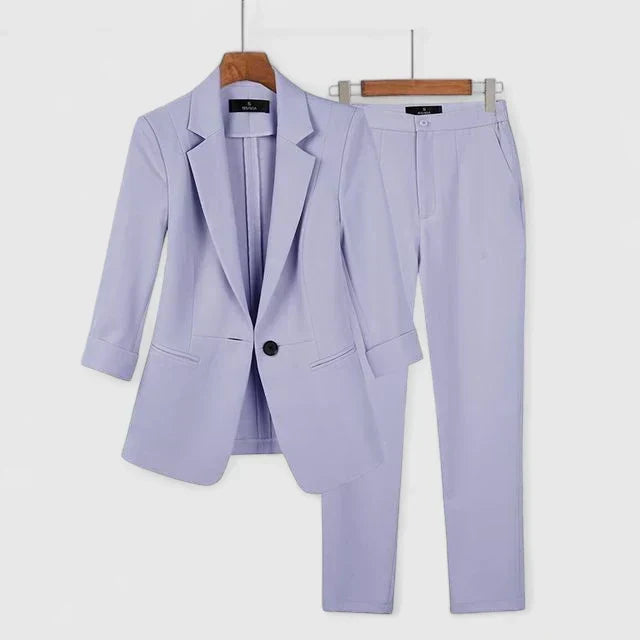 Women's Blazer Set Tailored Fit Long Sleeve Notched Lapel Stylish Office