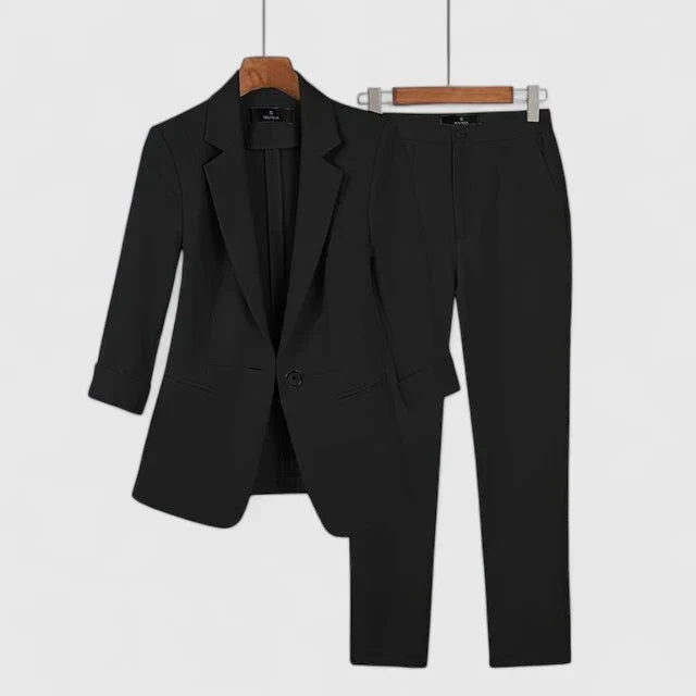 Women's Blazer Set Tailored Fit Long Sleeve Notched Lapel Stylish Office