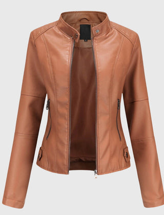 Women's Chic Biker Jacket Asymmetrical Zip Closure Stylish Casual Outerwear