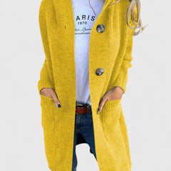 Women's Longline Cardigan Button Front Deep Pockets Casual Layering