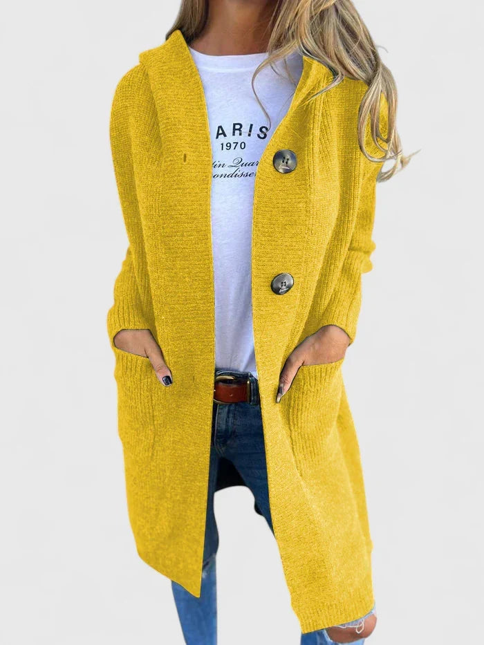Women's Longline Cardigan Button Front Deep Pockets Casual Layering