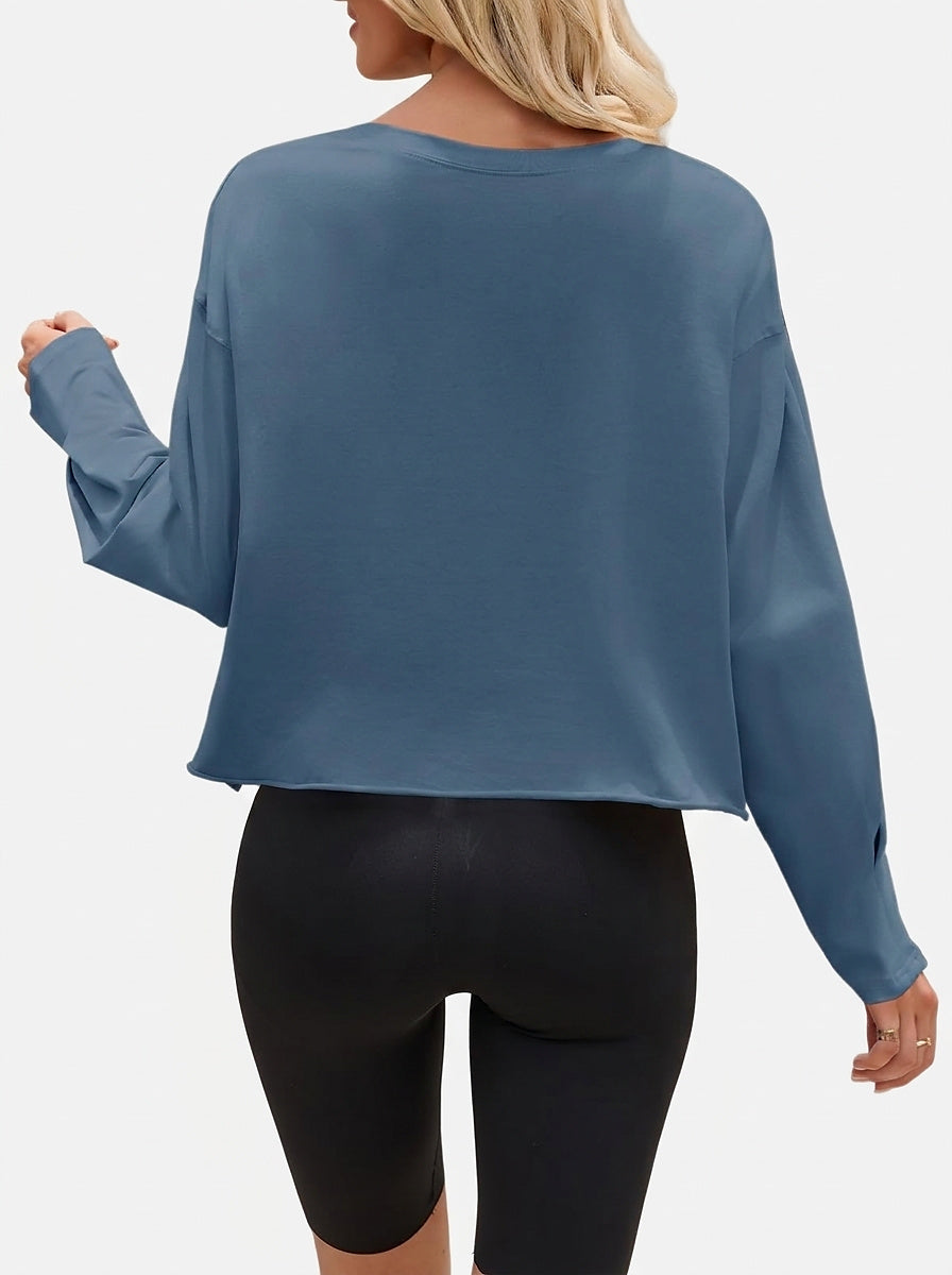 Women’s Long Sleeve Crew Neck Crop Top