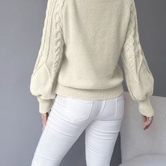 Women's Cable Knit Crewneck Sweater Relaxed Fit Long Sleeve Casual Everyday