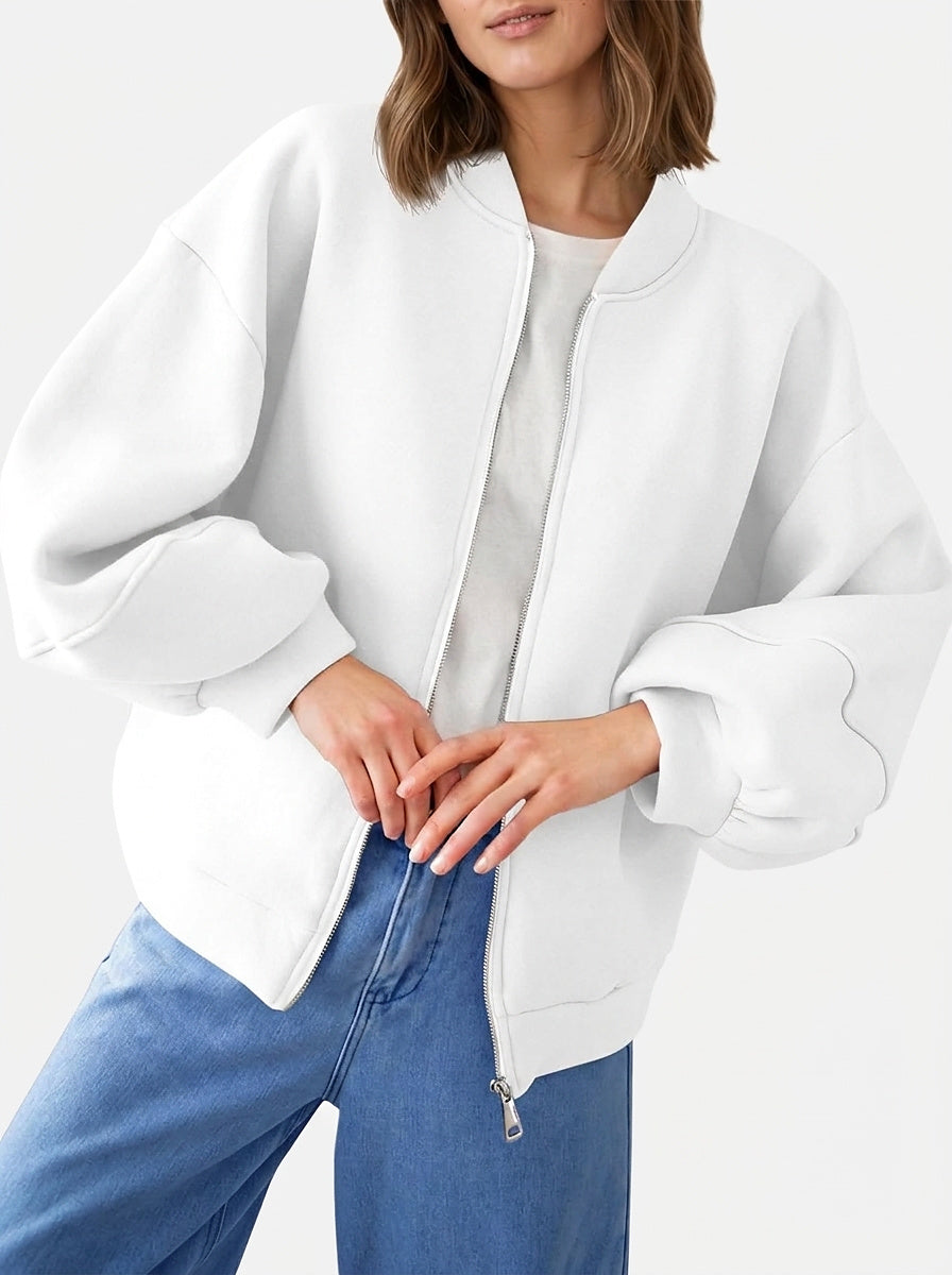 Women’s Bomber Jacket with Lantern Sleeves