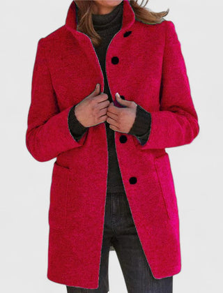 Women's Elegant Overcoat Tailored Fit Long Sleeve Notched Collar Classic Style