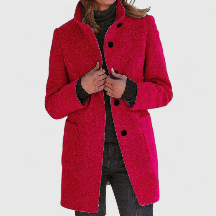 Women's Elegant Overcoat Tailored Fit Long Sleeve Notched Collar Classic Style