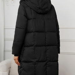 Women's Quilted Puffer Coat Hooded Long Sleeve Casual Winter Outerwear