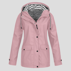 Women's Hooded Raincoat Zip Closure Stylish Outdoor Lightweight Protection