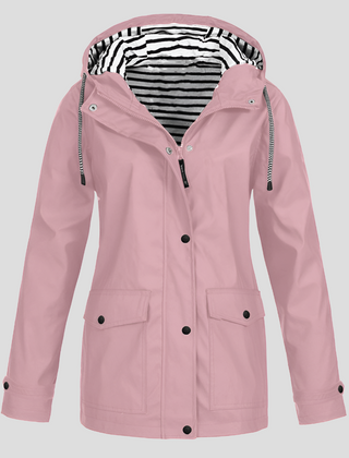 Women's Hooded Raincoat Zip Closure Stylish Outdoor Lightweight Protection