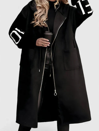 Women's Elegant Hooded Coat Tailored Fit Long Sleeve Stylish Everyday Outerwear