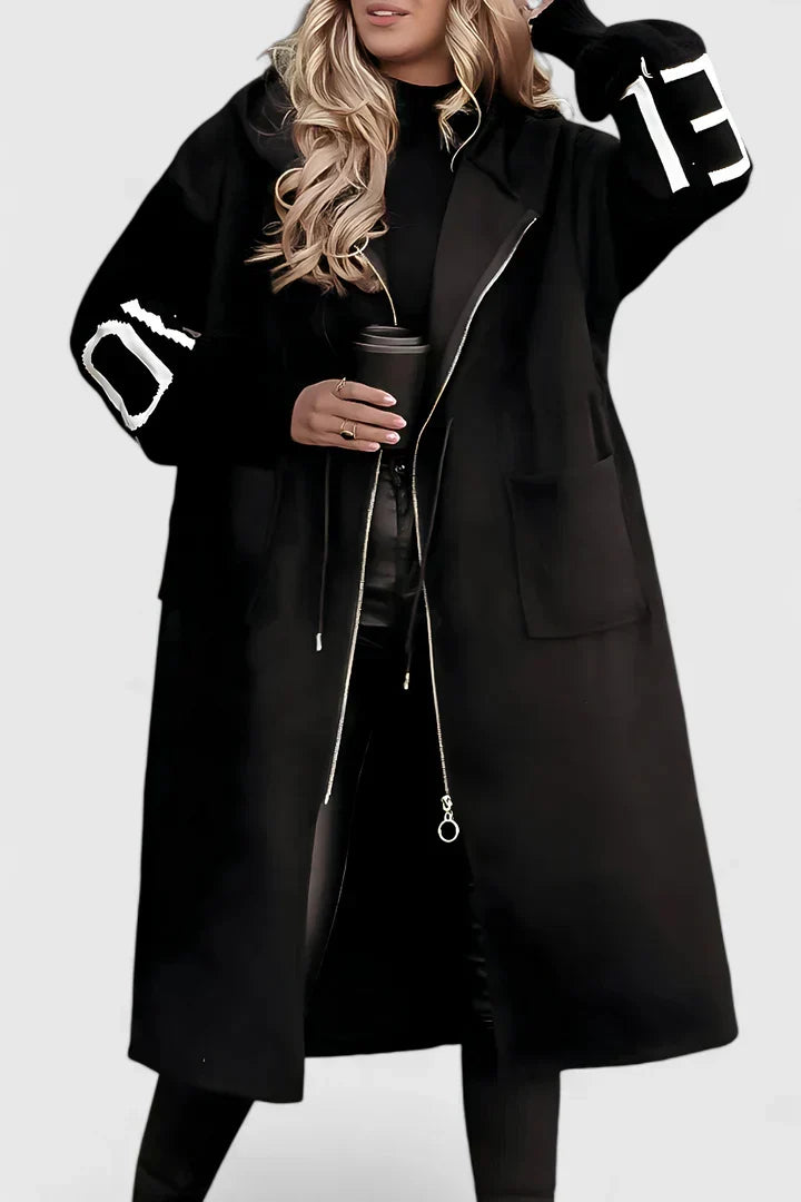 Women's Elegant Hooded Coat Tailored Fit Long Sleeve Stylish Everyday Outerwear