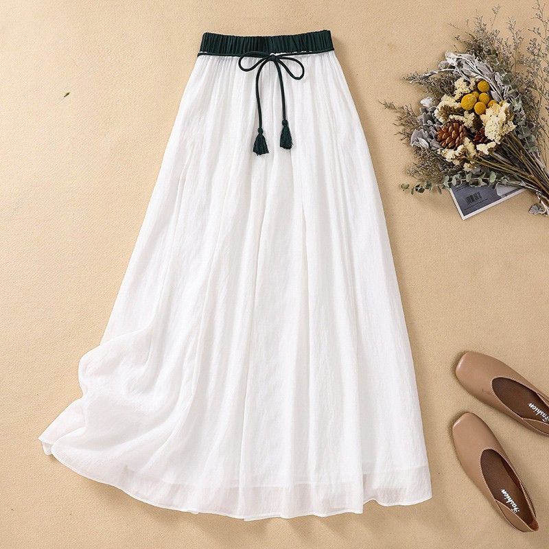 Women's A-Line Maxi Skirt Outfit for Work Brunch Parties Holidays and Everyday Wear