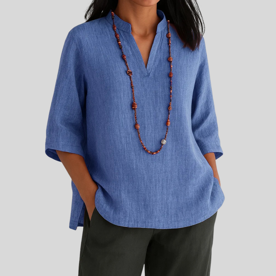 Women's Mandarin Collar Sleeve Blouse Outfit for Work Brunch Casual Days and Everyday Wear
