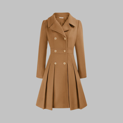 Women's Elegant Double Button Long Sleeve Coat Tailored Fit Stylish Outerwear