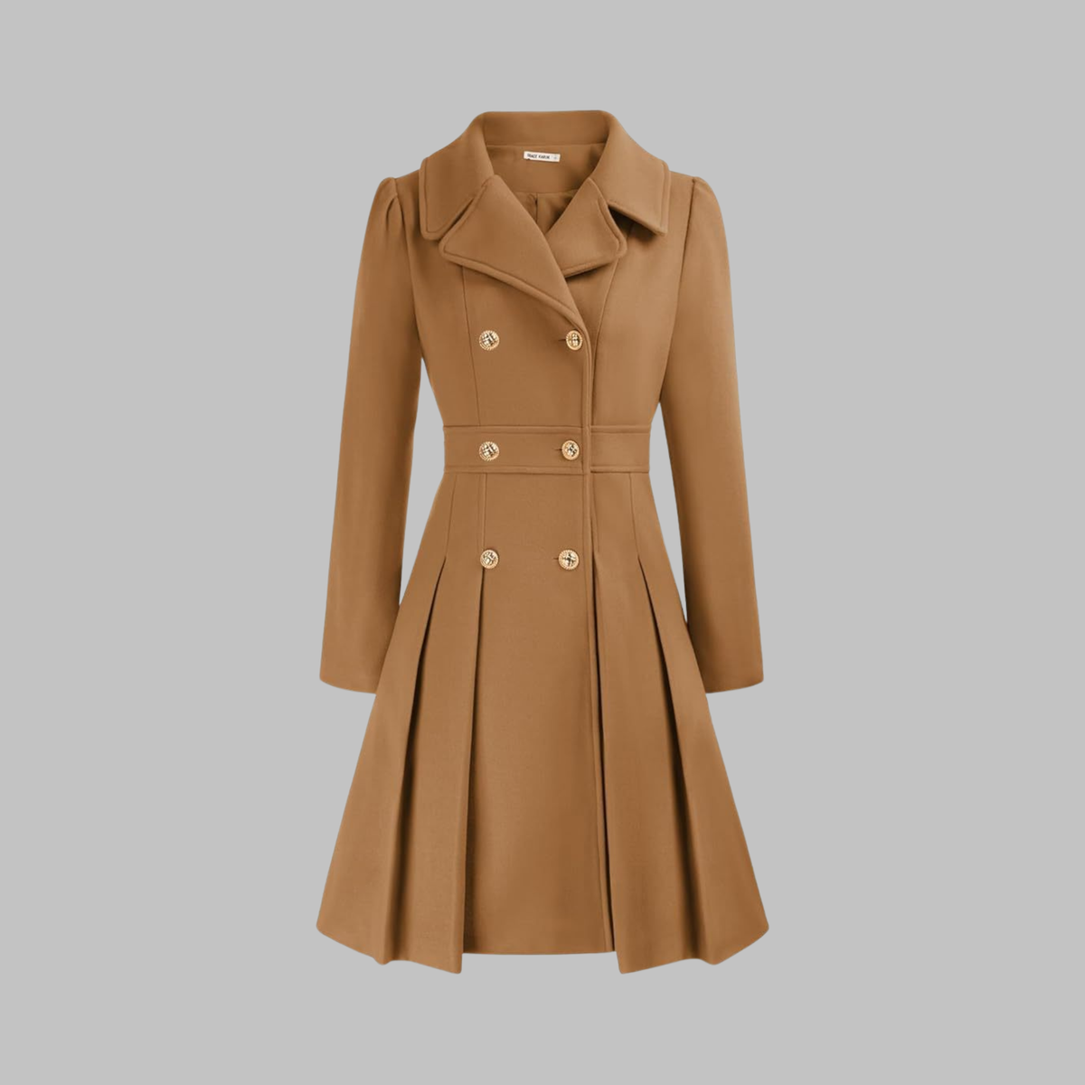 Women's Elegant Double Button Long Sleeve Coat Tailored Fit Stylish Outerwear