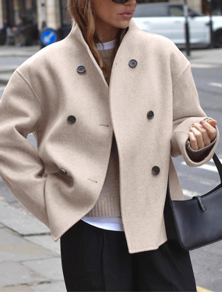 Women's Cozy Long Sleeve Stand Collar Coat Relaxed Fit Casual Layering