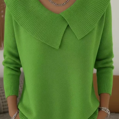 Women's Stylish Knit Sweater Relaxed Fit Long Sleeve Crew Neck Casual Wear