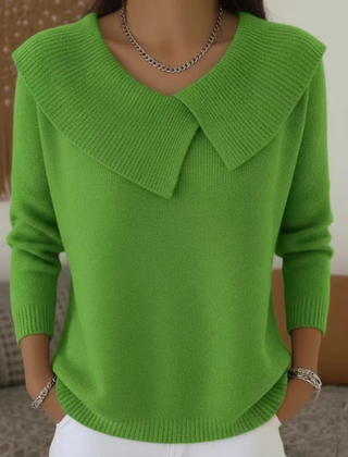 Women's Stylish Knit Sweater Relaxed Fit Long Sleeve Crew Neck Casual Wear