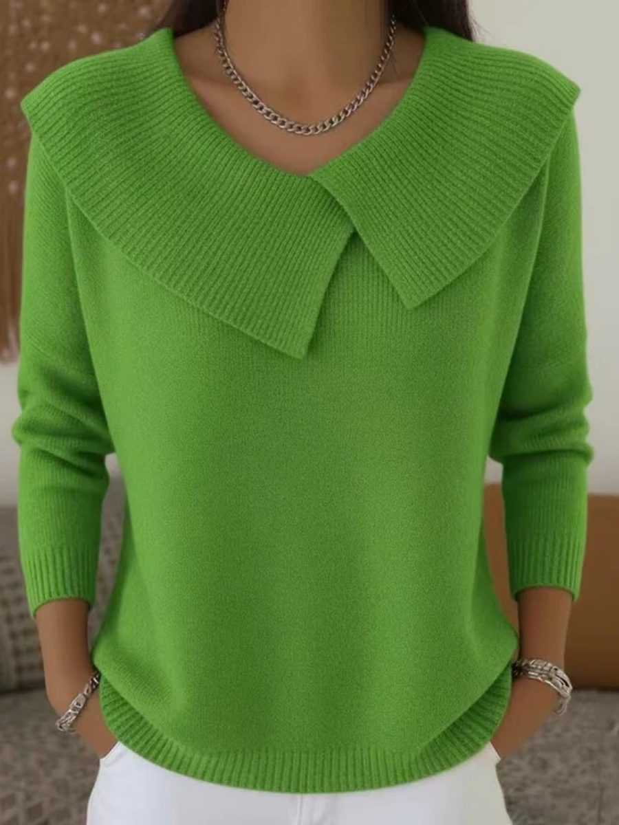 Women's Stylish Knit Sweater Relaxed Fit Long Sleeve Crew Neck Casual Wear
